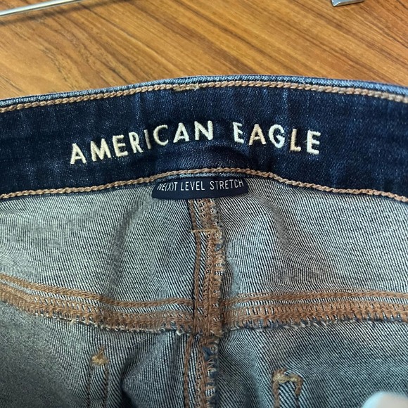 American Eagle Jeggings Dark Wash Distressed Fringe Cuff Hem Women's 8 R - Picture 5 of 10